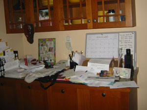 Messy kitchen counter
