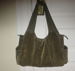 Moss green suede purse