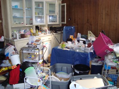 Cluttered kitchen