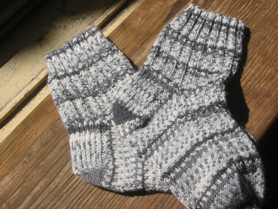 My Fair Isle socks in shades of grey