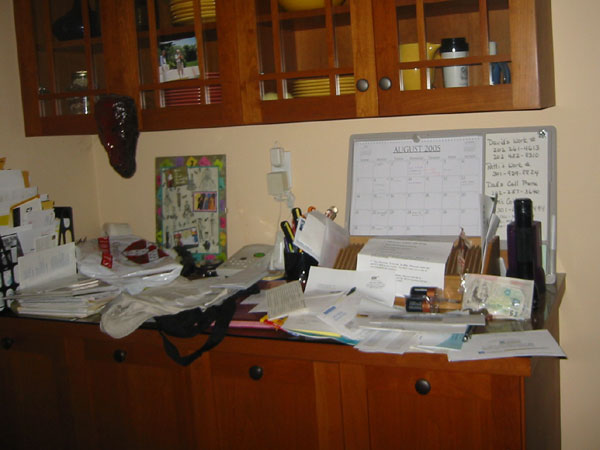 Messy kitchen counter