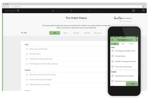 The Habit Maker Springpad notebook can make creating habits easy