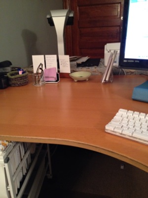 Just ten minutes of decluttering took this desk from chaos to calm