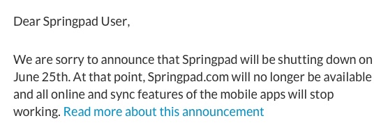 RIP Springpad