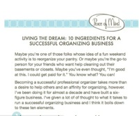 10 ingredients for a successful organizing business