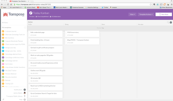 Transpose + Kanban = great task management