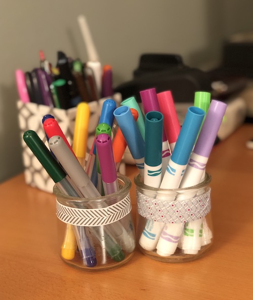 Oui yogurt jars make great pen holders